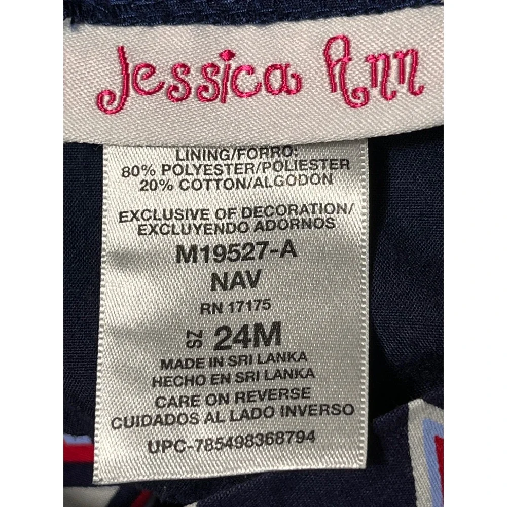 Jessica Ann Baby Girl Dress‎ 24M Navy Red White Star Print Patriotic